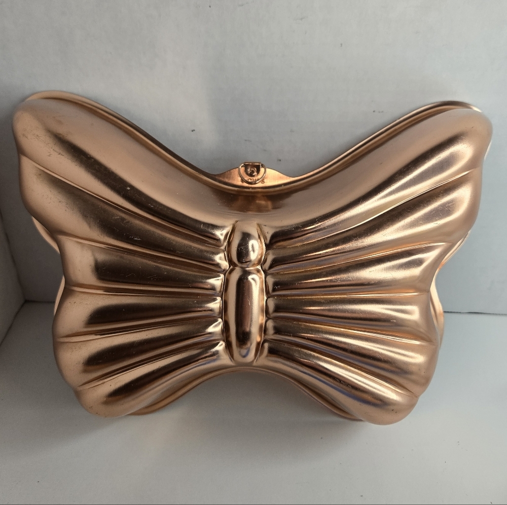Vintage Copper Butterfly Shaped Baking And Jello Mold 6 Cup Capacity 11" Aross